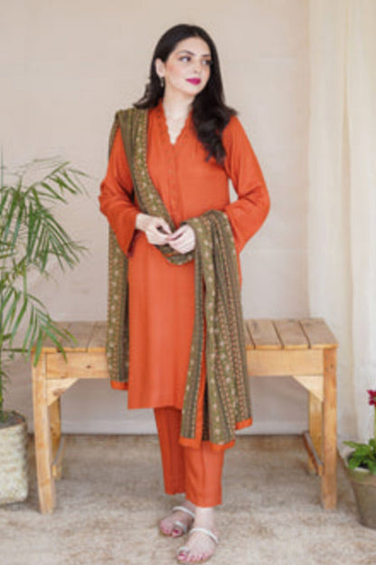 Aisling D # 120- 01| 3PC Luxury Dhanak | print twill Pashmina wool shawl