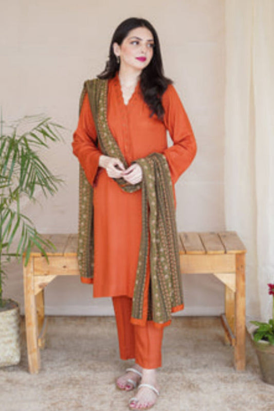 Aisling D # 120- 01| 3PC Luxury Dhanak | print twill Pashmina wool shawl