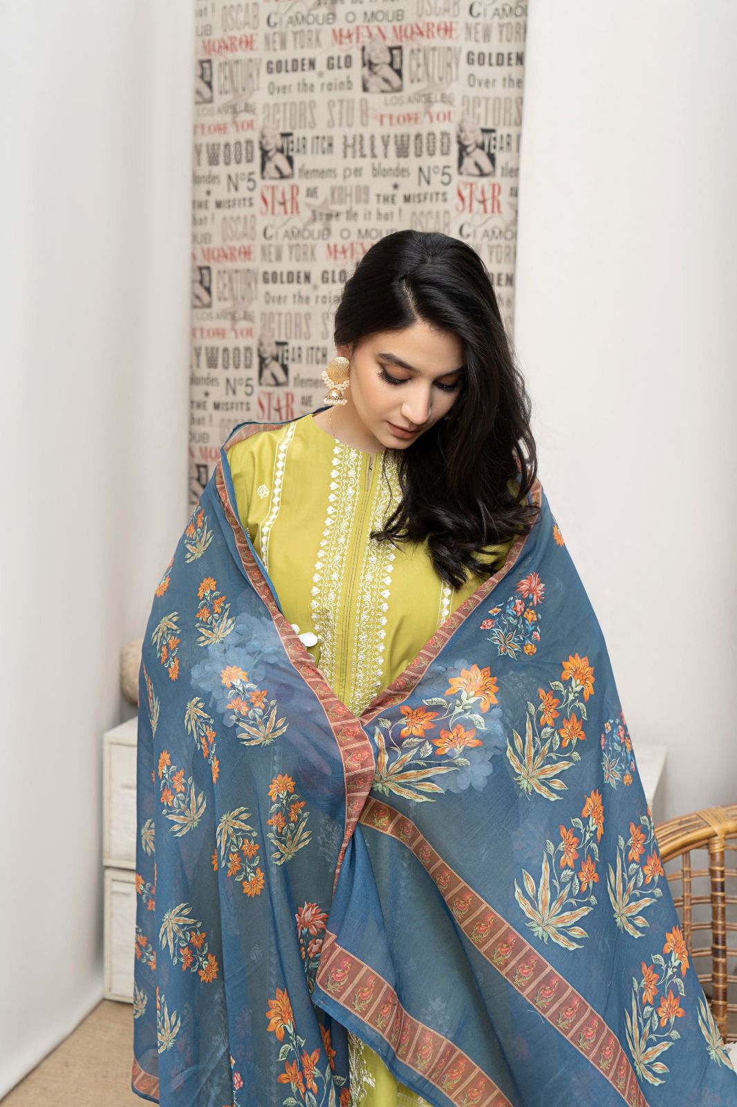 Urge D # 124- 01| 3PC Luxury Dhanak | print twill Pashmina wool shawl