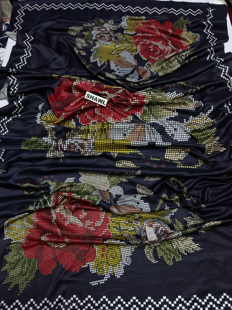 Sapphire D#140- 1|3PC Dhanak| Digital printed Twill pashmina wool shawl