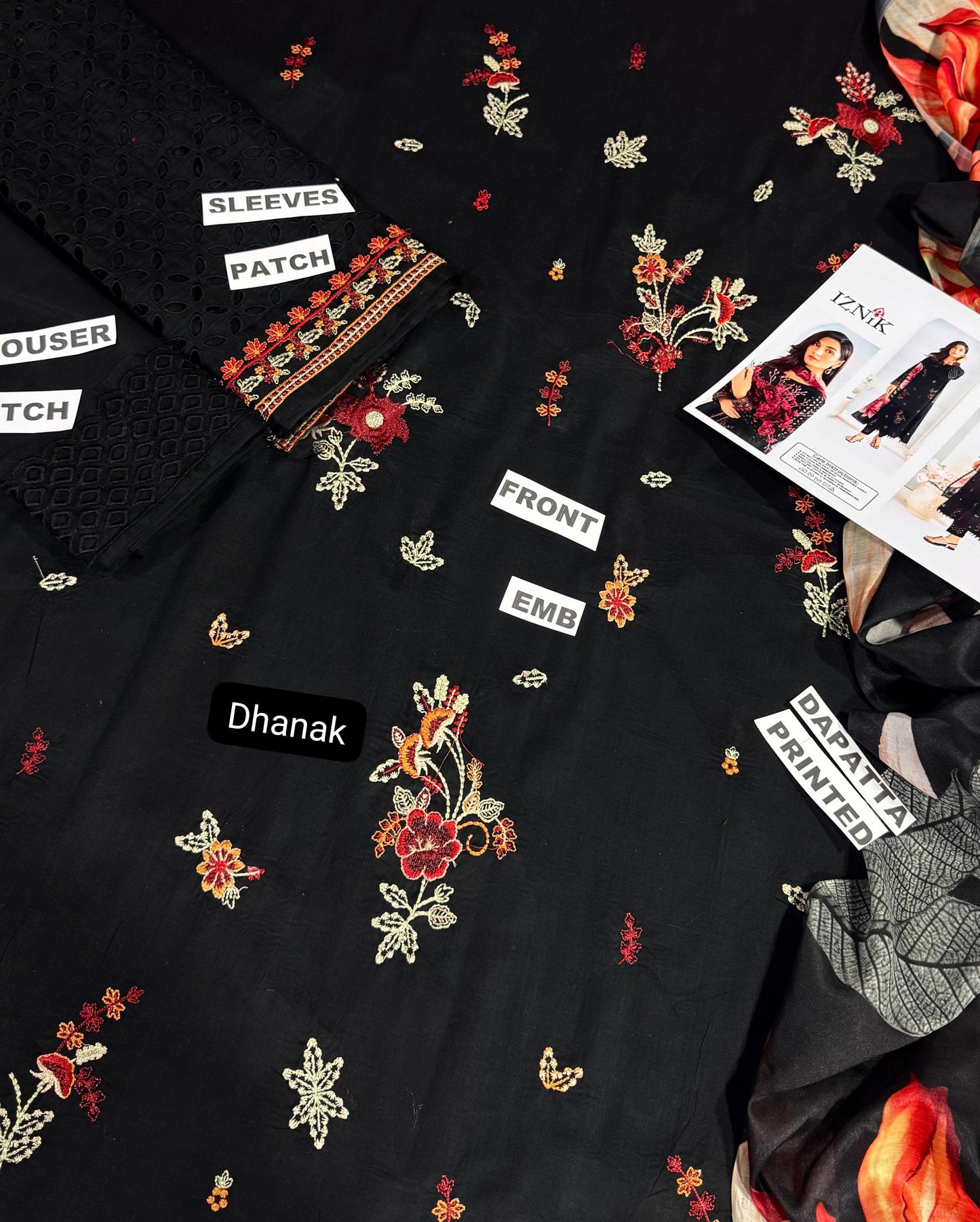 Iznik D # 176 - 01 | 3PC Luxury Dhanak |  Digital Printed Twill Pashmina Wool Shawl