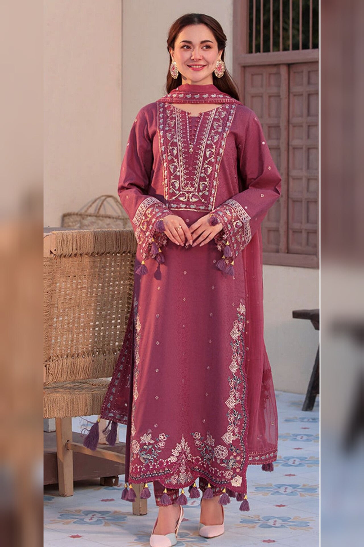 Jazmin D # 87 - 01 | 3PC Luxury Dhanak | Dhanak Embroidered Shawl