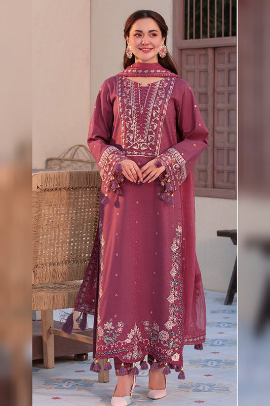 Jazmin D # 87 - 01 | 3PC Luxury Dhanak | Dhanak Embroidered Shawl