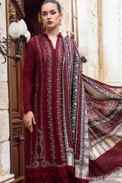Maria.B D # 106 - 02 | 3PC Luxury Dhanak | printed wool Shawl