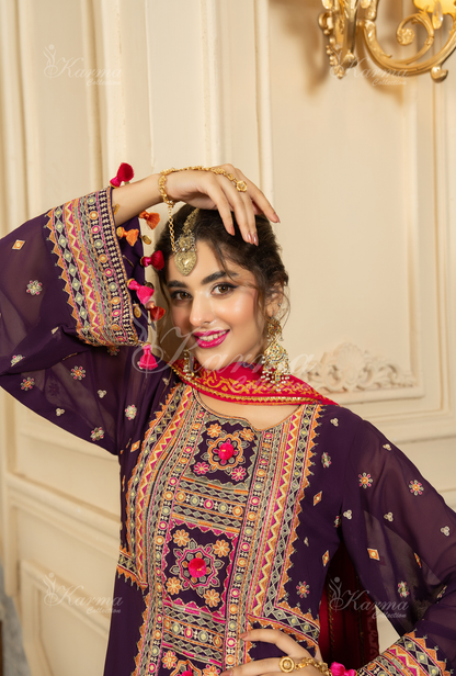 Karma D # 191 - 02 | 3PC Luxury Dhanak | Printed Wool Shawl