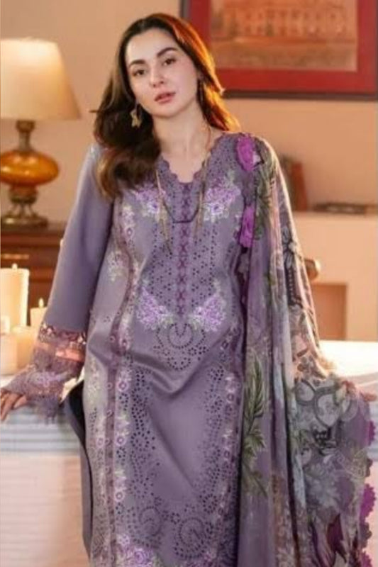 Zara Shahjahan D # 132- 01| 3PC Luxury Dhanak | Dhanak printed wool shawl