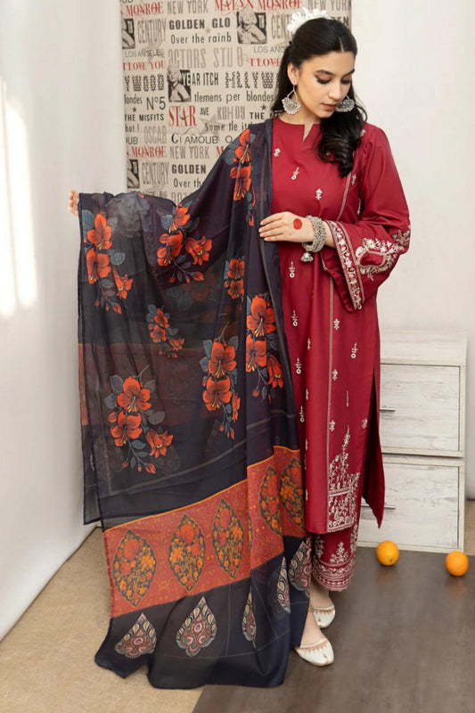 Urge D # 122- 02| 3PC Luxury Dhanak | print twill Pashmina wool shawl