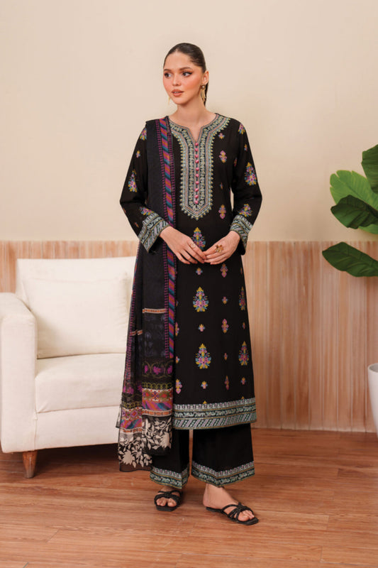 Garnet D # 208 - 01 | 3PC Luxury Dhanak | Digital Wool Shawl