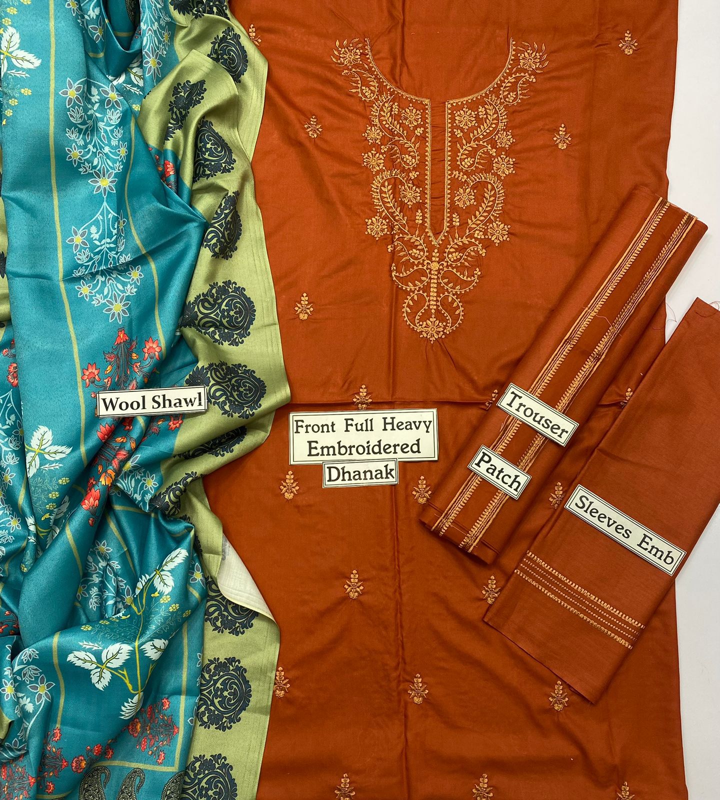 Urge D # 273 - 01 | 3pc Luxury Dhanak Embroidered Shirt | Wool Shawl