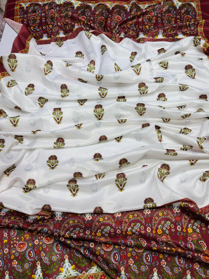 Ziva D # 119- 01| 3PC Luxury Dhanak | print twill Pashmina wool shawl
