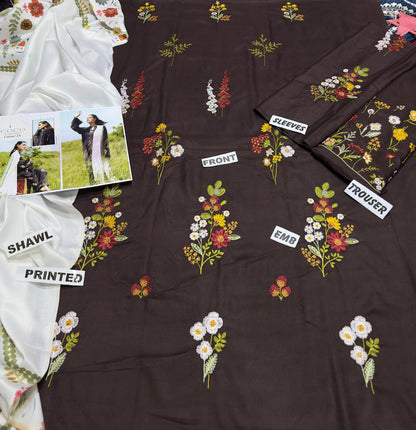 Coco by zara Shahjahan # 148 - 01| 3PC Luxury Dhanak |printed Shawl