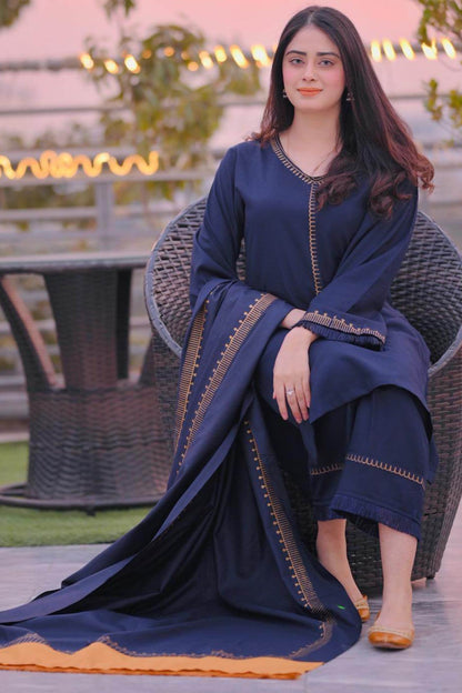 Sapphire 161- 01 3PC Luxury Dhanak | Dhanak wool Shawl