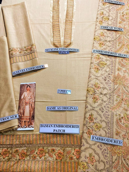 Bareeze 159- 01 3PC Luxury Dhanak |Embroidered Dhanak Shawl