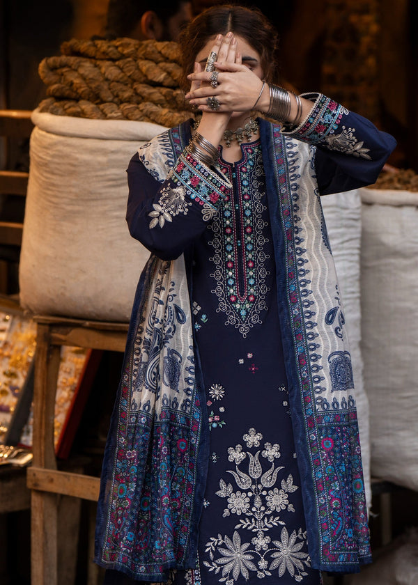 Laam D # 169- 01 | 3PC Luxury Dhanak | Printed Wool Shawl