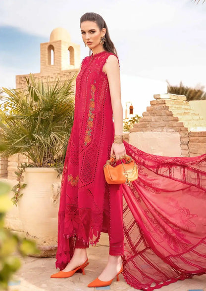 Maria B D # 276 - 01 | 3PC Printed Lawn | Printed Organza Duppata with Embroidered Pallu