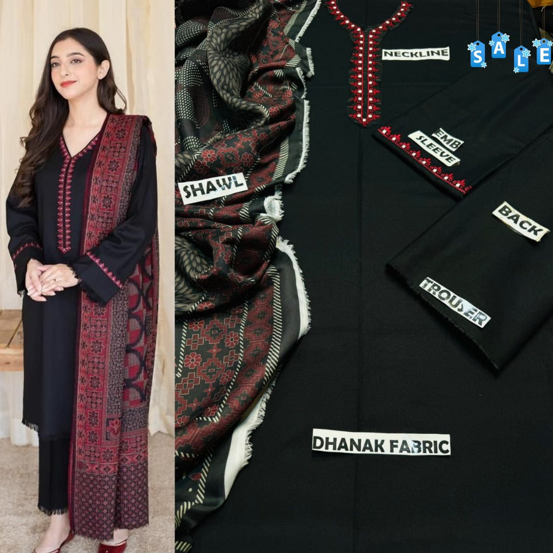Aisling D # 16 - 01 | 3PC Luxury Dhanak | Culture wool Print shawl