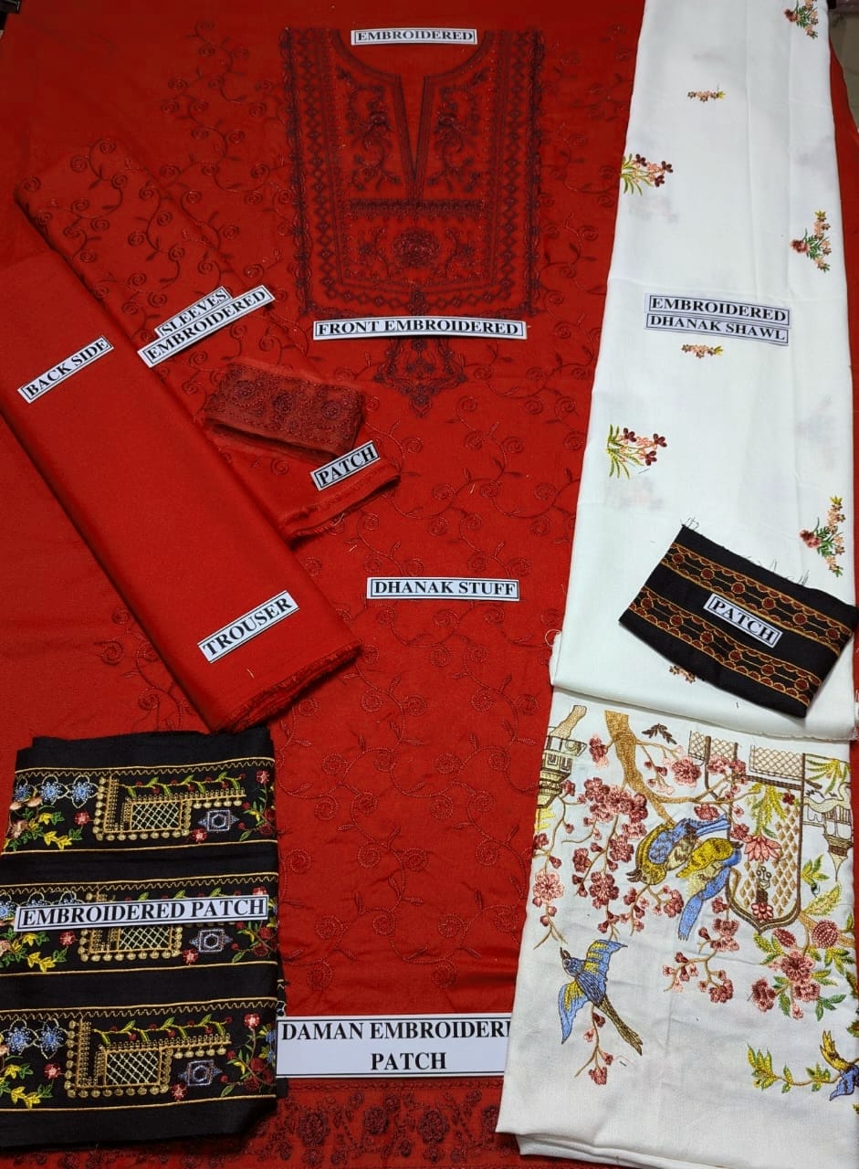 Mushq # 152 - 01| 3PC Luxury Dhanak |Embriodered dhanank Shawl